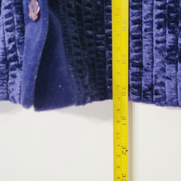 Lady Kates Velvet Vintage Knit Sweater Vest Button Front Royal Blue Textured 80s - Picture 6 of 8